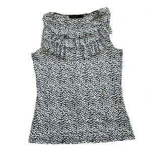 The Limited Chevron Ruffle Sleeveless Blouse L